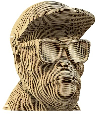 CARTONIC AFFE Nichts Sehen 3D-Puzzle aus Karton – Skulptur-Bausatz | 95 Teile, 16 × 15 × 12 cm – Bastelset aus recycelter Pappe zum Stecken & Bemalen, für Jugendliche & Erwachsene, Geschenkidee