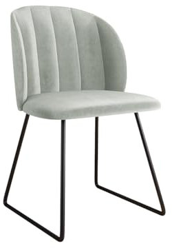 Mirjan24 Esszimmerstuhl Zinke, B:52 x H:80 x T:58 cm, Polsterstuhl Beine aus Metall Gepolsterte Sitzfläche und Lehne Stuhl für Arbeitszimmer Esszimmer Küchenstuhl (Schwarz/Magic Velvet 2240)