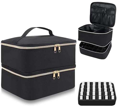 Sightday Nagellack Aufbewahrung, Tragbare Nail Polish Organizer für 30 Flaschen (15ml-0.5FL.OZ) und 1 Nagellampe, Schwarz