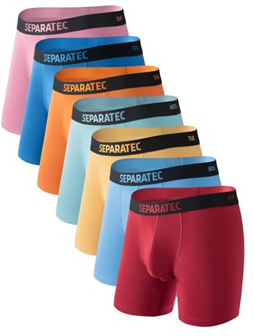 Separatec boxershorts för män dubbel påse, stretch underkläder bambufiber fukttransporterande andningsbara släta boxershorts för män långa multipack, B3, XL
