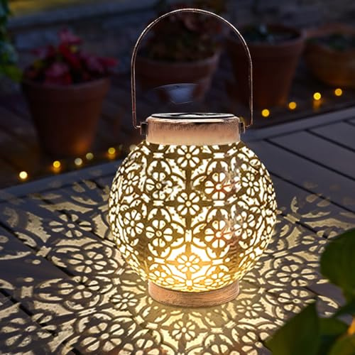 ACAREY Solarlaterne Für Außen Orientalische Laterne Solarlampen Für Außen Garten, IP65 Wasserdicht Solarleuchten, Hängend Solar Gartenleuchten Für Draußen, Garten, Balkon, Outdoor, Terrassen (A)