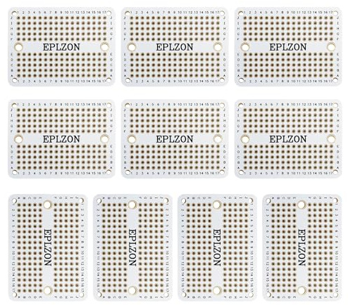 EPLZON Solderable Breadboard Mini PCB Board Gold-Plated Solder Breadboard for DIY Electronics Projects Apply to Soldering Projects 2.0x1.5(Pack of 10 Pcs,WHITE)