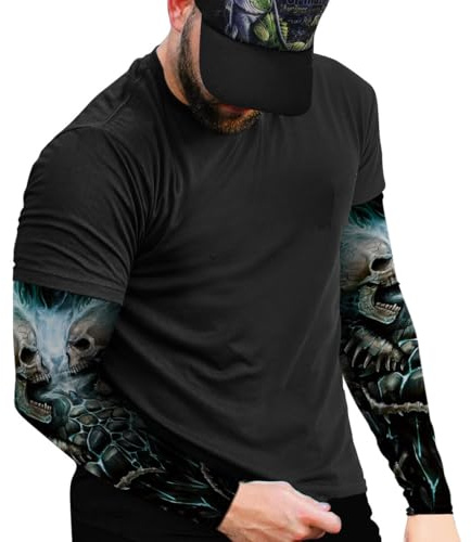 ShopINess Dödskalle hylsor för biker sport halloween och evenemang arm ärmar UV-skydd och komfort en storlek, Scream, one size