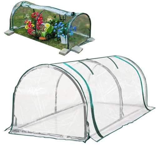 Piccola Serra - Serra a Tunnel per Esterni, Negozio Di -Da Giardino con Copertura per Serra-Portatile | Serre per Esterni, Inverno, 4,3 X 1,9 X 1,6 Piedi (Supporto Non Incluso)