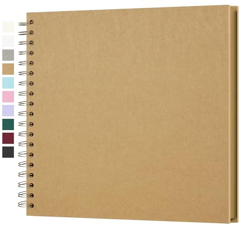 Fotoalbum zum Selbstgestalten 25,5x25,5 cm 20 Blatt 40 Seiten säurefrei | Fotobuch zum Einkleben Archivqualität Spiralbindung DIY Scrapbook Geschenk Hochzeit Familie Jahrestag Geburtstag