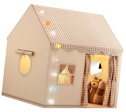 harayaa Kinder Spielzelt mit Fenster Indoor Spielhaus Prinzessinnenschloss für Kinderzimmer Wohnzimmer, Grau