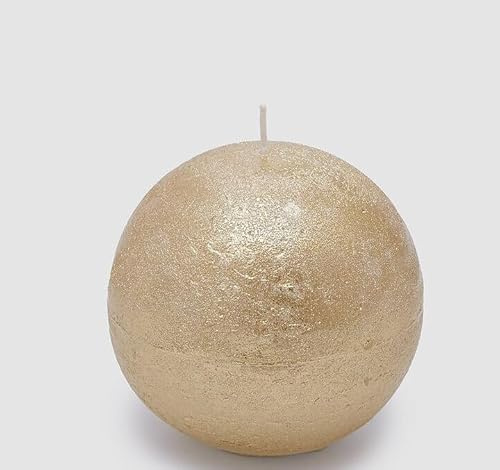EDG Enzo de Gasperi - Vela navideña con esfera rústica, diámetro 10 cm, color dorado claro