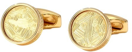 Manschettenknöpfe mit Gravur, runde Manschettenknöpfe mit Blumenmuster, Hochzeit, goldene Manschettenknöpfe, Hochzeitsgeschenke (Stil 1)
