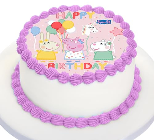 Kardasis Peppa Wutz Tortenaufleger Essbar 20cm Tortendeko Kuchen Deko | Essbarer Peppa Pig Tortenaufleger 20cm rund Tortendeko für Kuchen, Torten und Geburtstagstorte aus Zuckerpapier