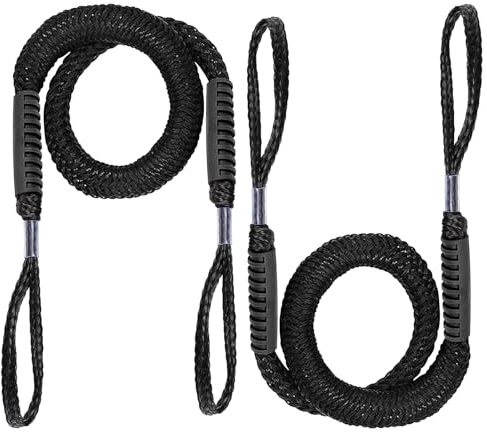 2 corde di ormeggio, 120 cm, corda di ormeggio per imbarcazioni, accessori per imbarcazioni, kayak, moto d'acqua, pontone, canoa (nero)