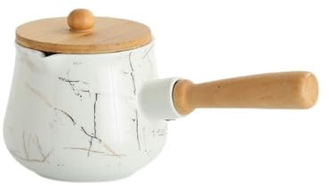 Jian1004 Salsera Salsera de cerámicaTaza de Leche y caféJarra de lecheSalsera de Estilo Occidental con asa y Tapa para Salsas, aderezos y cremas(L)