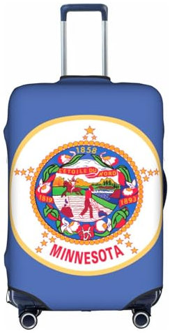 NBAGHPQ Minnesota State Flag Print Universale Elegante Valigia Copertura Elastico Lavabile Anti Graffio Bagagli Protector, bianco, M