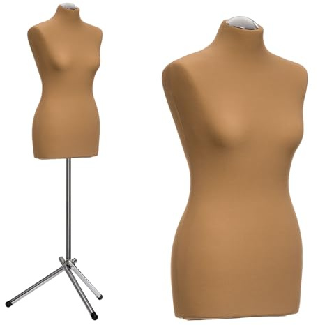 DummyDoll Schneiderpuppe weiblich Größe 40/42, Überzug Haut/Gold, Dreibein + Kappe Chrom