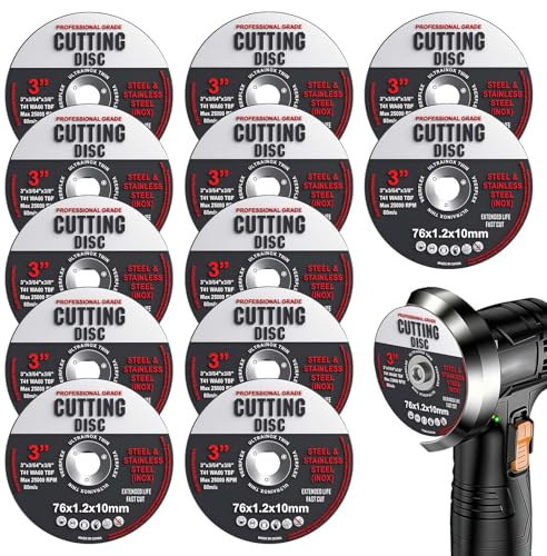 12 discos abrasivos de 76 mm, diámetro 76x1.2x10 mm, discos de lijadora angular, discos de corte, muelas abrasivas no destructivas, muelas abrasivas para separar metales y madera