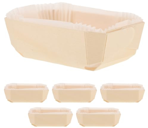 CONGARTENO Set 6 Pezzi Stampi per Plumcake Usa e Getta in Legno e Carta Robusta 140X90X45Mm Teglie Rettangolari per Pane e Torte con Superficie Liscia Adatti per Panetterie e Uso Domestico