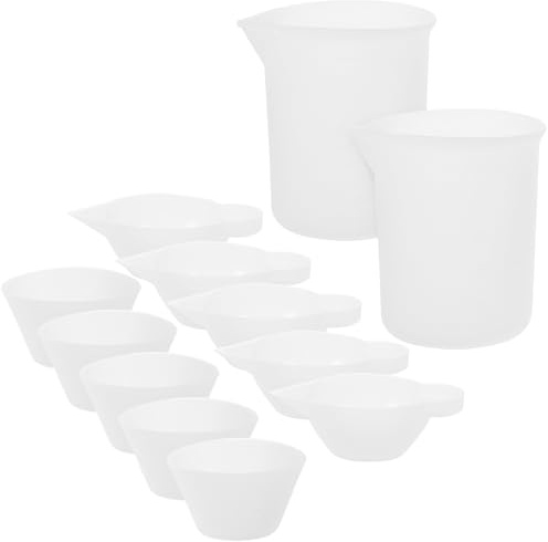 GARIOUANS Set 12 Pezzi Tazze di Miscelazione in Silicone per Resina Epossidica, Misurini Graduati per Vernice e Artigianato Fai da Te, Accessori per Colata e Creazione Riutilizzabile