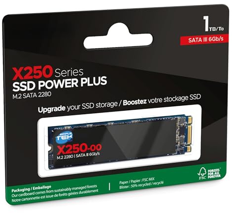 SIMPLETEK - Unidad SSD M.2 SATA III de 1TB - Formato 2280 NGFF - Disco de estado sólido interno para PC y portátil - Modelo X250