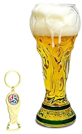 KUWUNG Jarra de Cerveza de Fútbol, 500 ml Trofeo de Cerveza para Fiestas con Abridor de Botellas en Forma de Trofeo para Cerveza, Cócteles, Bebidas y Fiestas de Fútbol (Versión transparente)