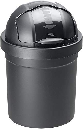 Rotho Roll Bob runder Mülleimer 10l mit Deckel, Kunststoff (PP) BPA-frei, schwarz, 10l (26.5 x 26.5 x 39.5 cm)