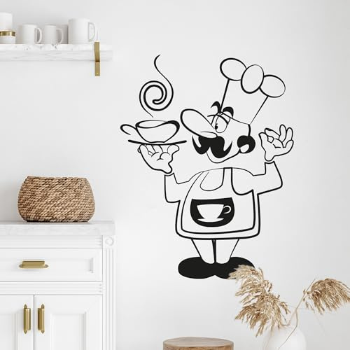 GRAZDesign Wandtattoo Koch Küche | Küchenaufkleber selbstklebend - 52x40cm / 070 schwarz