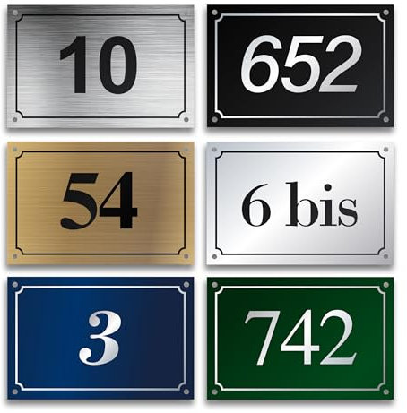 Hausnummernschild - PVC-Hausnummer - Gravierte, personalisierbare Platte 15 x 10 cm