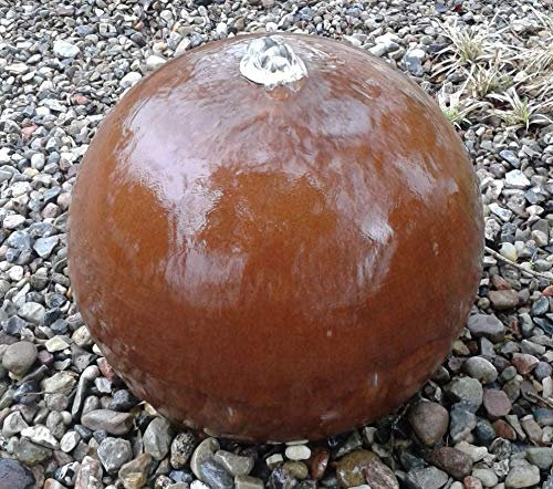 garten-wohnambiente Kugelbrunnen 28 cm Cortenstahl Roststahl Kugel Wasserspiel