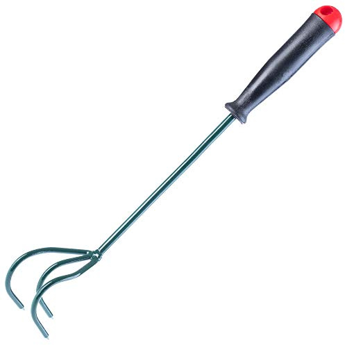 KADAX Grubber mit 3 Zinken, kleine Blumenkralle mit Stiel, Gartenzubehör aus Metall, Gartenhacke zum Lockern des Bodens, Kultivator für Garten, Blumenharke (30cm)