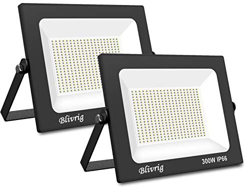 2 Pcs Projecteur LED Extérieur 300W, Eclairage Blanc Froid IP66 Imperméable, pour Terrains de Jeux, Stades, Usines, Parking, Garage, Jardin Sans Détecteur