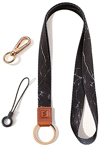 SENLLY Umhängeband Schlüsselband Neck Lanyard strip mit und echtem Leder, für Schlüssel, ID Badge Card Holder, Ausweishülle, Mobile Handys Telefon