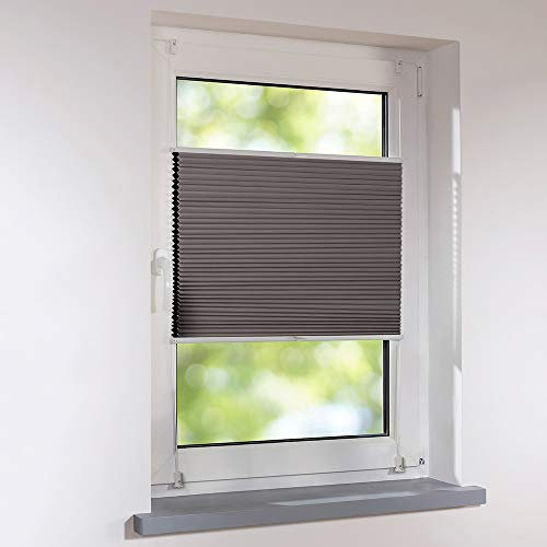 Plissee 90 x 220 cm DUETTE silber-grau V. Wabenplissee verspannt Klemmfix ohne Bohren Faltrollo Raffrollo für Fenster und Türen