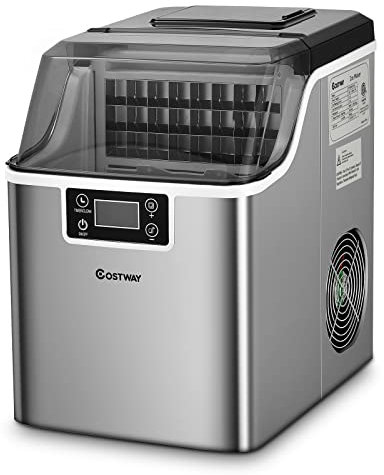 COSTWAY 3,2L Eiswürfelmaschine Ice Maker, Eismaschine Eiswürfelbereiter inkl. Schaufel Timer / 24 Eiswürfel in 15min / 18kg 24H / LCD Anzeige