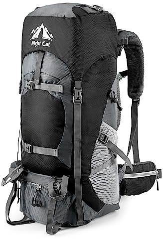 Night Cat Wanderrucksack 70L Rucksack: Trekkingrucksack Reiserucksack Herren Damen Atmungsaktiv für Camping Trekking Mountainering Klettern Fahrradreisen
