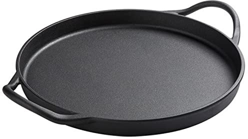 oiakus Padelle antiaderenti per griglia, Padella in ghisa, teglia per Pizza Rotonda Nera da 30,5 cm con Doppie Orecchie, Padella per Pancake, pentole da Cucina per la casa, Forno, Piano Cottura a Gas