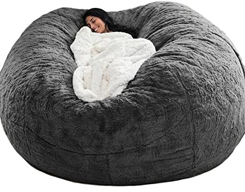 GXSDYYDS Sitzsack, Bean Bag, XXL-Sitzsäcke Flauschig kuschelig Sitzsack Stuhlbezug für Erwachsene（ohne Füllung） Waschbar 180*90cm Dunkelgrau