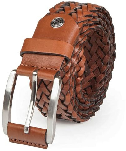 LINDENMANN Gürtel Herren geflochten 35 mm cognac, Farbe/Color:braun, Size US/EU:Bundweite 95 cm Gesamtlänge 110 cm W 37.4 L