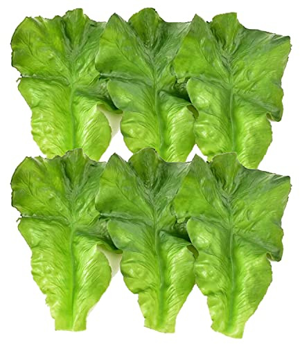 Hagao Fake Lettuce Leaves Artificial Vegetables Lettuces Simulation Plastic Lifelike for House Kitchen Party Pub Decoration Cabinet Ornament 6 pcs