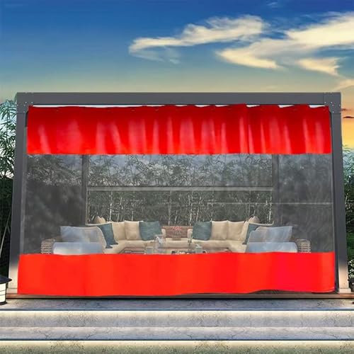 AEREY Bâche transparente - Parois latérales - Imperméable - Rideau d'extérieur - Joint pour pavillon jardin, balcon, garage - 1,8 x 2,5 m - Rouge