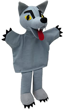 Handpuppe Tierhandpuppen Wolf 30 cm, Zoo Farm Cartoon Tierfigur theatrepuppe Handspielpuppe, für Kinder Baby Jungen Mädchen