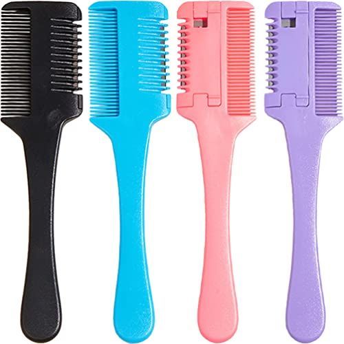 FRCOLOR 4pezzi Pettine per Taglio Capelli Doppio Lato Pettine Raschiapelli per Diradare i Capelli Tagliacapelli in Pp Strumento per Styling