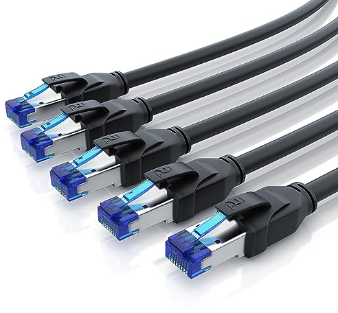 CSL 5 x 1m CAT 8.1 Netzwerkkabel 40 Gbits LAN Kabel Patchkabel Datenkabel - CAT 8 High Speed Gigabit Ethernet Cable - 40000 Mbits Glasfaser Geschwindigkeit - S/FTP PIMF Schirmung RJ45 Stecker