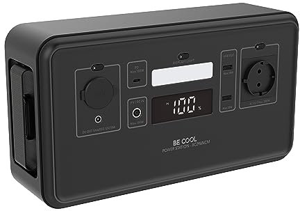 BE COOL Powerstation – Hochwertige, Mobile Powerstation bis 300W Leistung inkl. DC/AC-Wechselrichter, 296 Wh Kapazität – Schwarz