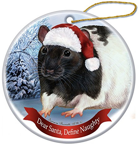 Weihnachtsanhänger Christbaumschmuck Anhänger Keramik Weihnachtsbaumschmuck Weihnachtsdeko Anhänger Schwarze Ratten-Weihnachtsmütze Mit Kapuze
