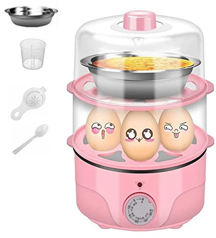 Electric Egg Boiler Egg Steamer Boiled Poached Rapid Egg Cooker with Automatic Shut Off - 7 or 14 Capacity, Hard Boiled Egg Cooker Anti-Dry Electric Food Steamer with Measuring Cup, BPA Free (Color :