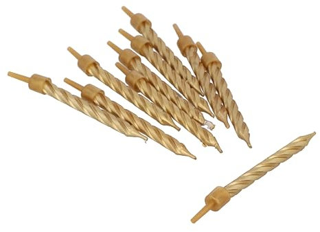 Henbrandt Pack of 10 Gold Party Candles with Candle Holders, Gold Spiral Celebration Candles for Birthday Cakes Wedding Party Baby Showers and Anniversary Decorations