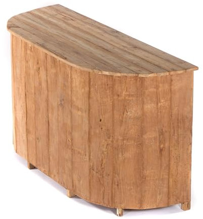 CREEDWOOD BARSCHRANK Circulo | Massivholz, 180x100 cm | Abgerundete Holz Theke, Minibar, Verkaufstresen, Empfangstheke, Bartresen, runde Weintheke, Holzbar