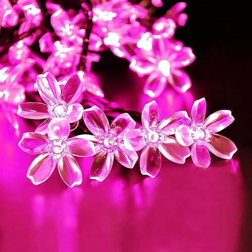 Clearhill 2pack String Light Battery and USB Powered 19.6FT/6M Pink 40LED Cherry Blossom String Light,Indoor/Outdoor Decoration - Ideal for Christmas, Garden, Birthday, Wedding, Party