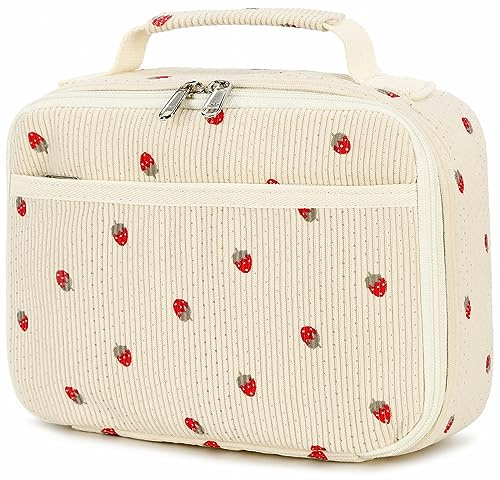 LEDAOU Kinder Lunchtasche Jungs Mädchen 5L Lunch bag Isoliertasche mit Reißverschluss Thermotasche Lunchbeutel Kühltasche für Schule Wandern Arbeit (Erdbeerbein)