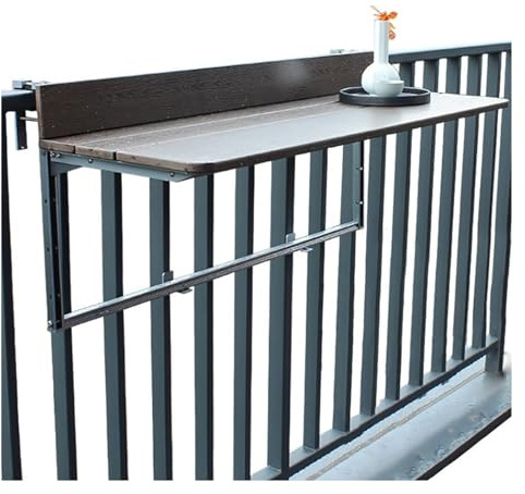 Klappbarer Balkongeländertisch, Balkontisch, Terrassenbartisch, verstellbarer, hängender Schreibtisch, klappbarer Geländerschreibtisch für die Terrasse, für drinnen und draußen, Baluster, Ga
