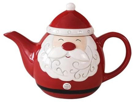 perfk Christmas Teapot Porcelain Coffee Teapot Novelty Beverage Pitcher Espresso Latte Teapot for Birthday Latte Christmas Decor