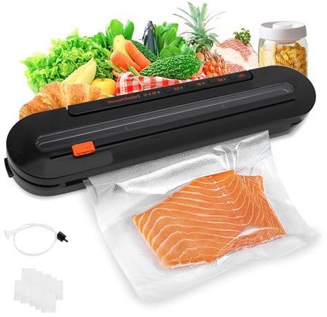 MEKOTRIN Máquina Selladora Al Vacío Portátil, Máquina Selladora Al Vacío Automática con Sello de Aire Completo para el Hogar, para Alimentos Secos, Húmedos, Blandos y en (Enchufe